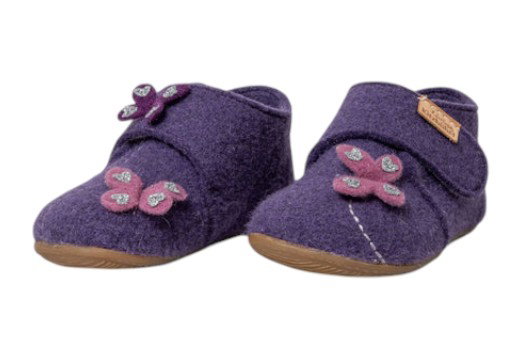 Living Kitzbühel Hausschuhe Klettschuh Sissi Schmetterling (Wolle) Unifarben purple magic Mädchen (27-30)