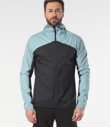 Löffler Regenjacke Aquavent WPM Pocket Hooded Jacket (wasserdicht, winddicht) schwarz/blau Herren