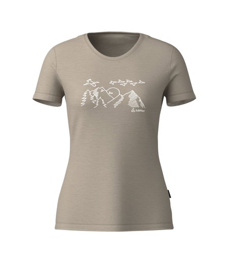 Löffler Wander-/Freizeit Tshirt Printshirt Sunset Merino-Tencel beige Damen