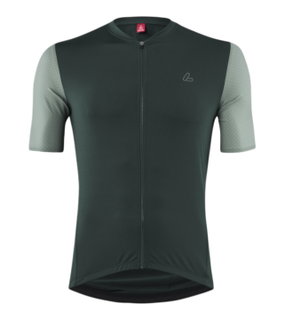 Löffler Fahrrad-Shirt Bike Jersey Skys Clear Mid (Full-Zip, elastisch, schnelltrocknend) forestgrün Herren