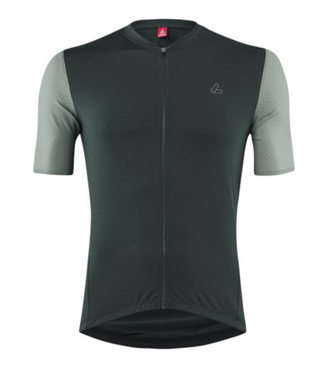 Löffler Fahrrad-Shirt Bike Jersey Skys Clear Mid (Full-Zip, elastisch, schnelltrocknend) forestgrün Herren