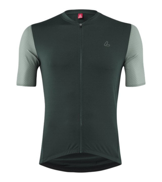 Löffler Fahrrad-Shirt Bike Jersey Skys Clear Mid (Full-Zip, elastisch, schnelltrocknend) forestgrün Herren