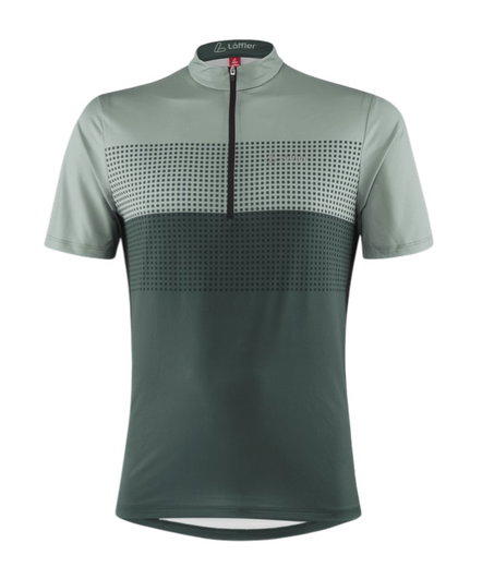 Löffler Fahrrad-Shirt Bike Sparta (Half-Zip, elastisch, schnelltrocknend) grün Herren