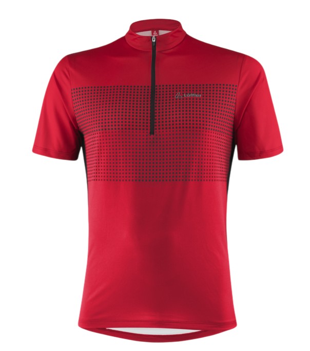 Löffler Fahrrad-Shirt Bike Sparta (Half-Zip, elastisch, schnelltrocknend) rot Herren