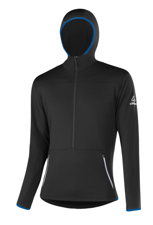 Löffler Fleecejacke Merino Hoody (wärmeisolierung, atmungsaktiv) schwarz/marineblau Herren