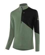 Löffler Long Sleeve Shirt Block Transtex Merino Midlayer (Half-Zip, thermal insulation) green/black men's