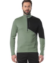 Löffler Long Sleeve Shirt Block Transtex Merino Midlayer (Half-Zip, thermal insulation) green/black men's