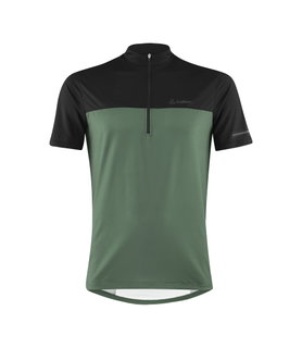 Löffler Fahrrad-Shirt Bike Half-Zip Glow (Zip-Rückentasche, schnelltrocknend) pinegrün/schwarz Herren
