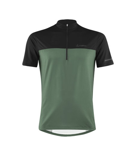 Löffler Fahrrad-Shirt Bike Half-Zip Glow (Zip-Rückentasche, schnelltrocknend) pinegrün/schwarz Herren