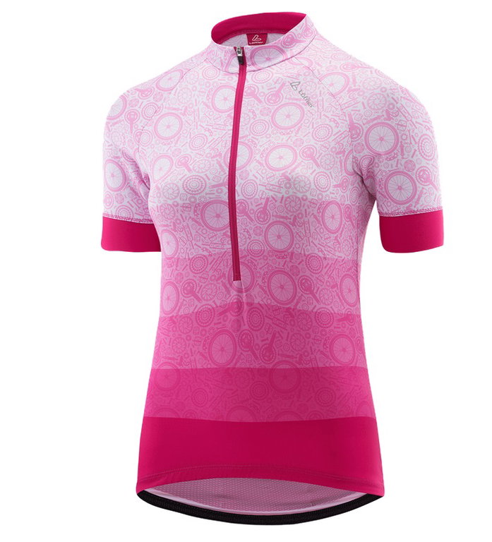 Löffler Fahrrad-Shirt Bike Jersey HZ Components (Half-Zip, leicht, schnelltrocknend) magenta/pink Damen