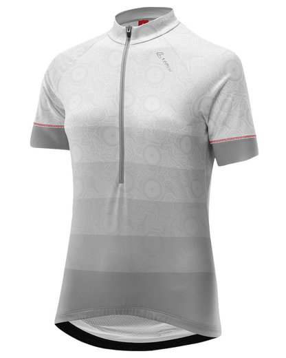 Löffler Fahrrad-Shirt Bike Jersey HZ Components (Half-Zip, leicht, schnelltrocknend) stonegrau Damen