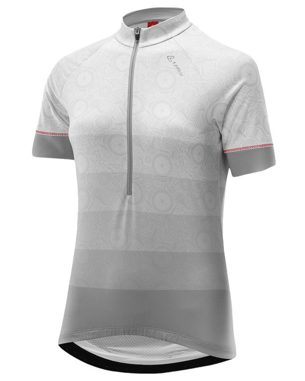 Löffler Fahrrad-Shirt Bike Jersey HZ Components (Half-Zip, leicht, schnelltrocknend) stonegrau Damen