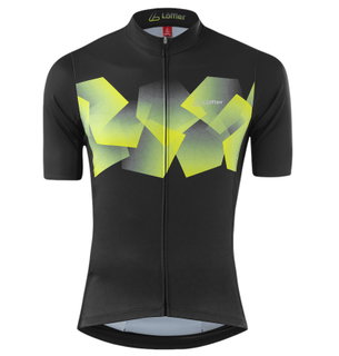 Löffler Fahrrad-Shirt Bike Jersey Leaves Hotbond (Full-Zip, leicht, schnelltrocknend) dunkelgrau/lemon Herren