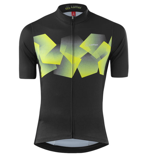 Löffler Fahrrad-Shirt Bike Jersey Leaves Hotbond (Full-Zip, leicht, schnelltrocknend) dunkelgrau/lemon Herren