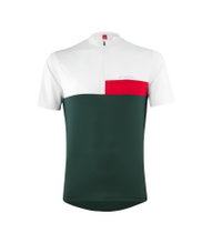 Koszulka rowerowa Löffler Bike Half-Zip Mondo (z kieszenią na zamek z tyłu, szybkoschnąca) leśna zieleń/biała męska