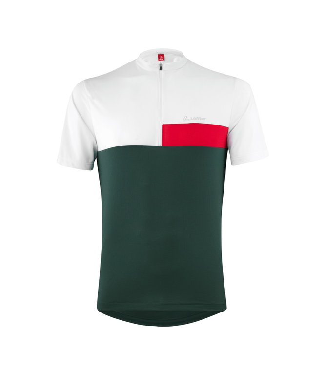 Löffler Fahrrad-Shirt Bike Half-Zip Mondo (Zip-Rückentasche, schnelltrocknend) forestgrün/weiss Herren