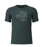 Löffler Wander-/Freizeit Tshirt Printshirt Cottage Merino-Tencel forestgrün Herren