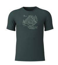 Löffler Wander-/Freizeit Tshirt Printshirt Cottage Merino-Tencel forestgrün Herren