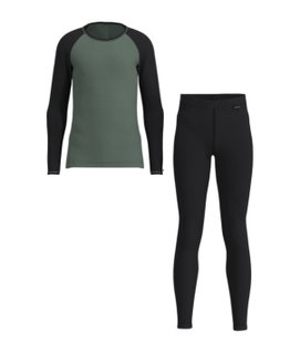 Löffler Funktionsunterwäsche-Set Long CB Transtex® Warm Merino 200 (Langarmshirt und lange Hose) grün/schwarz Kinder