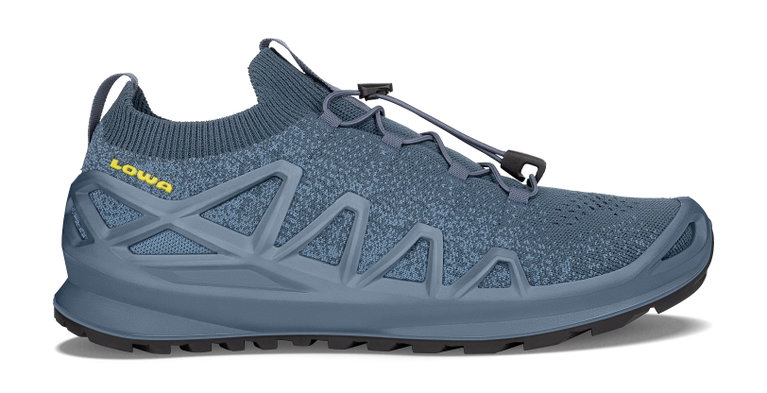 Lowa Sneaker-Laufschuhe Fusion Low (Strickmaterial, sockenähnlicher Einstieg) blau/senfgelb Herren