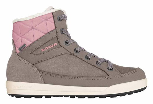 Lowa Winterschuhe Casara Mid GTX (Veloursleder, wasserdicht) steingrau/rose Damen