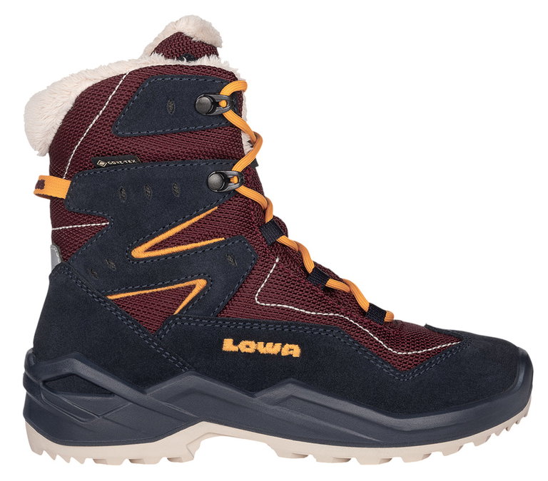 Lowa Winterstiefel Lino GTX High (Veloursleder/Textil, wasserdicht) 2025 navyblau/rot Kinder