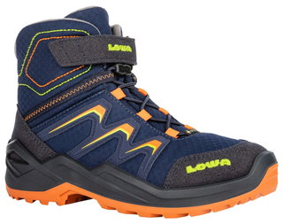 Lowa Winterschuhe Maddox Warm Mid GTX (Textil/Synthetik, wasserdicht) 2025 navyblau/orange Kinder