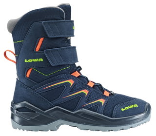 Lowa Winterstiefel Maddox Warm High GTX (Textil/Synthetik, wasserdicht) 2025 navyblau/orange Kinder