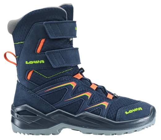 Lowa zimowe buty Maddox Warm High GTX (tekstylia/synteza, wodoodporne) 2025 granatowo-pomarańczowe dziecięce