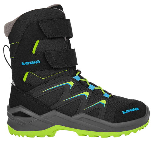 Lowa zimowe buty Maddox Warm High GTX (tekstylia/synteza, wodoodporne) 2025 czarne/limonkowe dla małych dzieci
