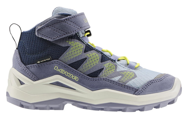 Lowa Wanderschuhe Maddox Pro Mid GTX Velcro Junior (Textil/Veloursleder, Klett­ver­schluss, wasserdicht) flieder/pflaume Kinder