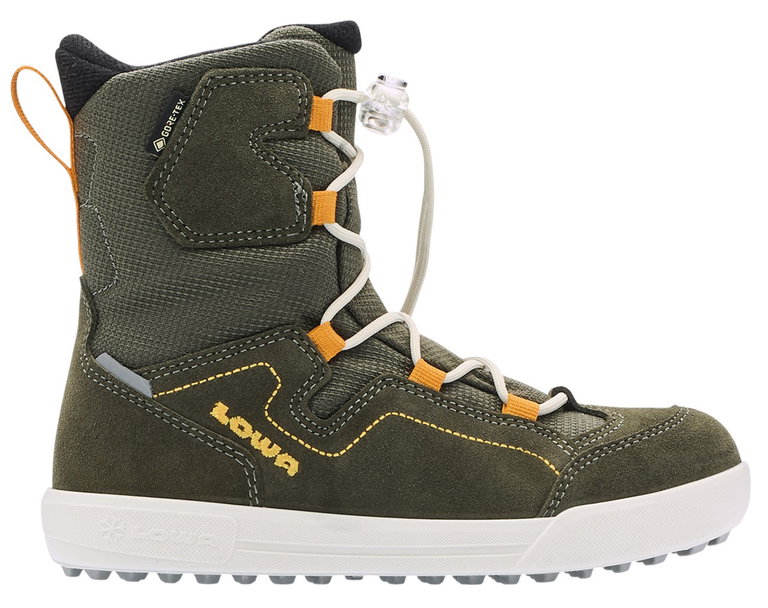Lowa Winterstiefel Raik 2 High GTX (Veloursleder/Textil, wasserdicht) olivegrün/gelb Kinder