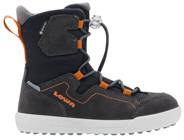 Lowa Winterstiefel Raik 2 High GTX (Veloursleder/Textil, wasserdicht) schwarz/orange Kleinkinder