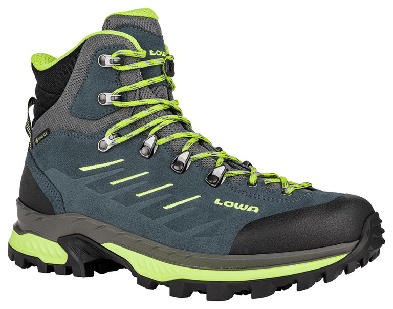 Lowa Wanderschuhe Randir Mid GTX (Trekking, Veloursleder, wasserdicht) blau/limone Herren