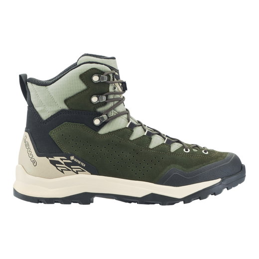 Lowa Wanderschuhe Explorer Mid GTX (Trekking, Veloursleder/Textil, wasserdicht) dunkelgrün/panna Herren