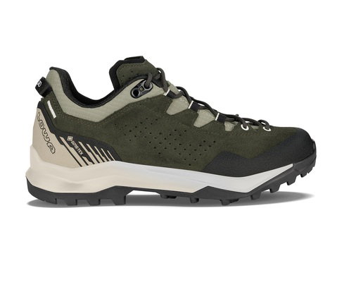 Lowa Wanderschuhe Explorer LO GTX (Trekking, Veloursleder/Textil, wasserdicht) dunkelgrün/panna Herren