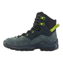 Lowa Wanderschuhe Wandax Mid GTX (Veloursleder/Synthetik, wasserdicht) dunkelpetrol/lime Kinder