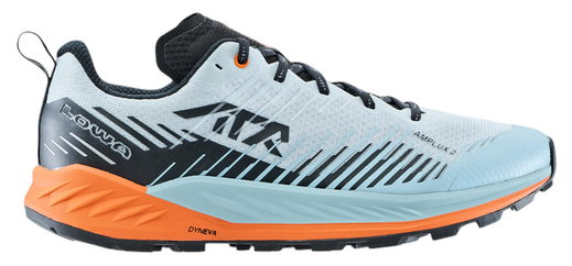 Lowa Trail-Laufschuhe Amplux 2 (Synthetik, Leichtigkeit) nebelblau/orange Herren