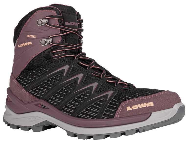 Lowa Wander-Travelschuhe Innox Pro Mid GTX (All-Terrain, Synthetik/Textil, wasserdicht) schwarz/altrosa Damen