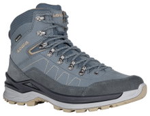 Lowa Wander-Travelschuhe Toro Pro Mid GTX (Velours-Nubukleder, wasserdicht) stahlblau/sand Herren