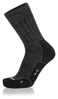 Lowa Wandersocke Crew Winter (Materialmix, hoher Tragekomfort) grau/schwarz - 1 Paar