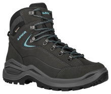 Lowa Wanderschuhe Renegade Evo Mid GTX (All-Terrain, Nubukleder, wasserdicht) 2025 asphaltgrau/türkis Damen