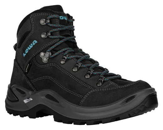 Lowa Wanderschuhe Renegade Mid GTX (All-Terrain, Nubukleder, wasserdicht) 2024 asphaltgrau/türkis Damen