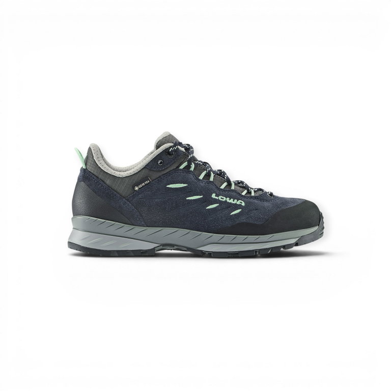 Lowa Wanderschuhe Delago GTX Low (Trekking, Veloursleder, wasserdicht) navyblau/mintgrün Damen