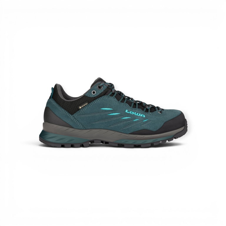 Lowa Wanderschuhe Delago GTX Low (Trekking, Veloursleder, wasserdicht) petrolblau/aquamarin Damen