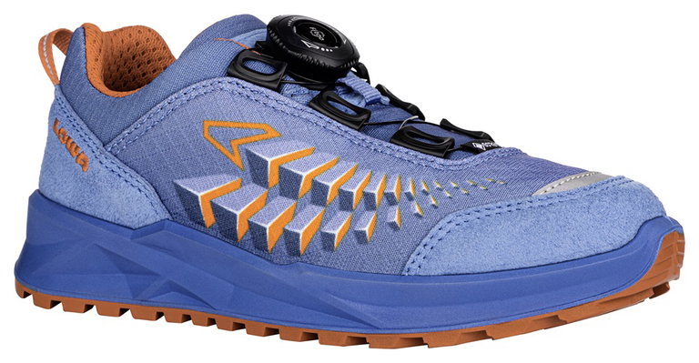 Lowa Wanderschuhe Ferrox Low GTX (Textil/Synthetik, wasserdicht) blau/orange Kinder