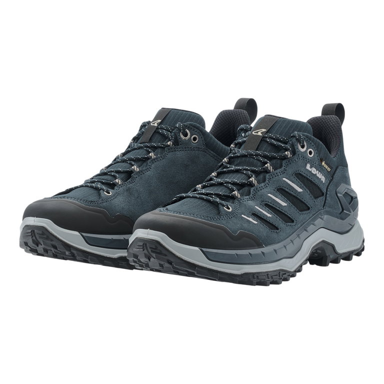 Lowa Innovo Low GTX Hiking Shoes (All-Terrain, Suede/Textile, Waterproof) navy blue/grey Men's