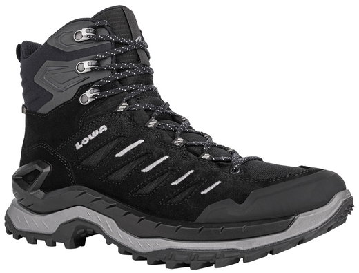 Lowa Wanderschuhe Innovo Mid GTX (All-Terrain, Veloursleder, wasserdicht) schwarz/grau Herren