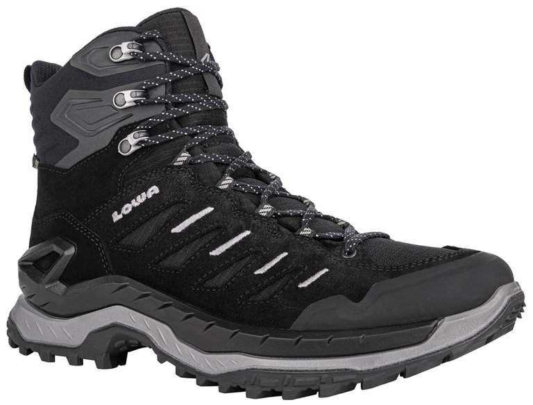 Lowa Wanderschuhe Innovo Mid GTX (All-Terrain, Veloursleder, wasserdicht) schwarz/grau Herren