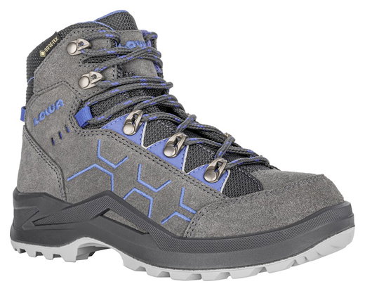 Lowa Wanderschuhe Kody Evo GTX Mid Junior (Veloursleder, wasserdicht) anthrazitgrau/blau Kinder